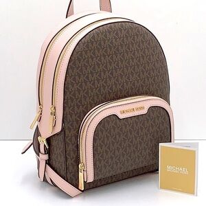 MICHAEL KORS JAYCEE MEDIUM BACKPACK BROWN / PINK SIGNATURE COLOR